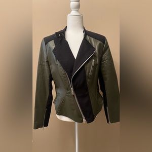 Olive leather jacket by GILI